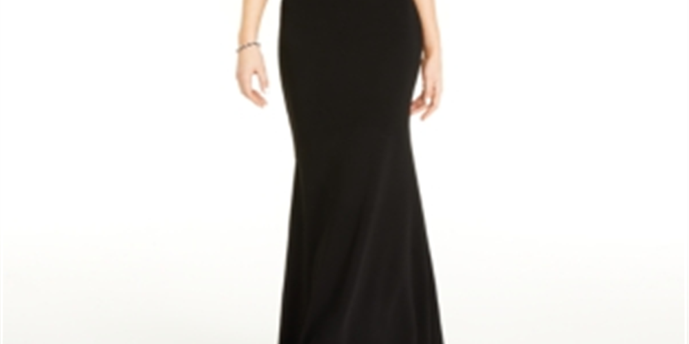 Crystal Dolls Women's Embellished Solid Sleeveless Off Shoulder Full Length Mermaid Formal Dress Black Size 1