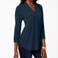 Charter Club Women's 3/4 Sleeve Top Blue Size X-Small