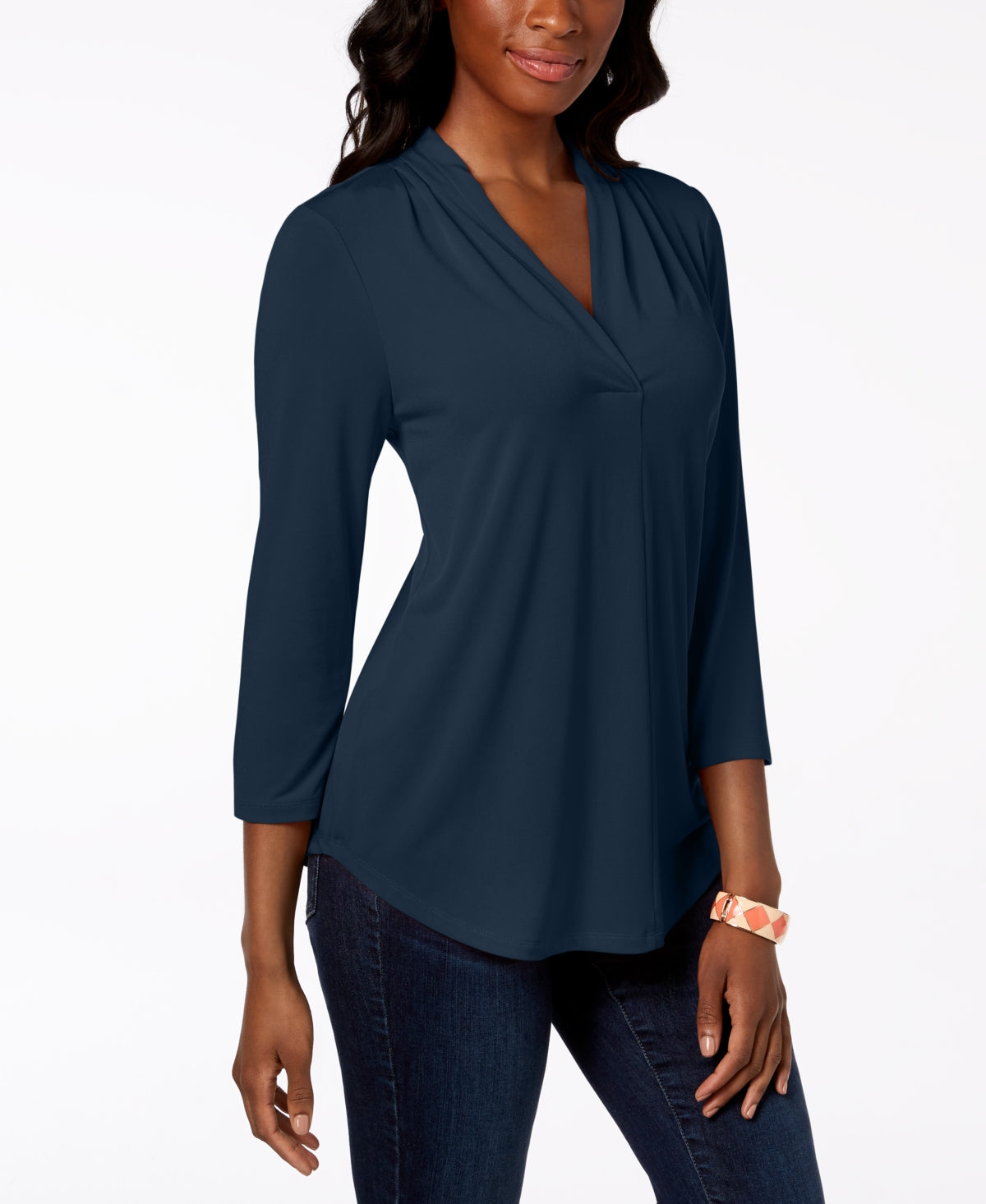 Charter Club Women's 3/4 Sleeve Top Blue Size X-Small