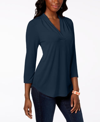 Charter Club Women's 3/4 Sleeve Top Blue Size X-Small