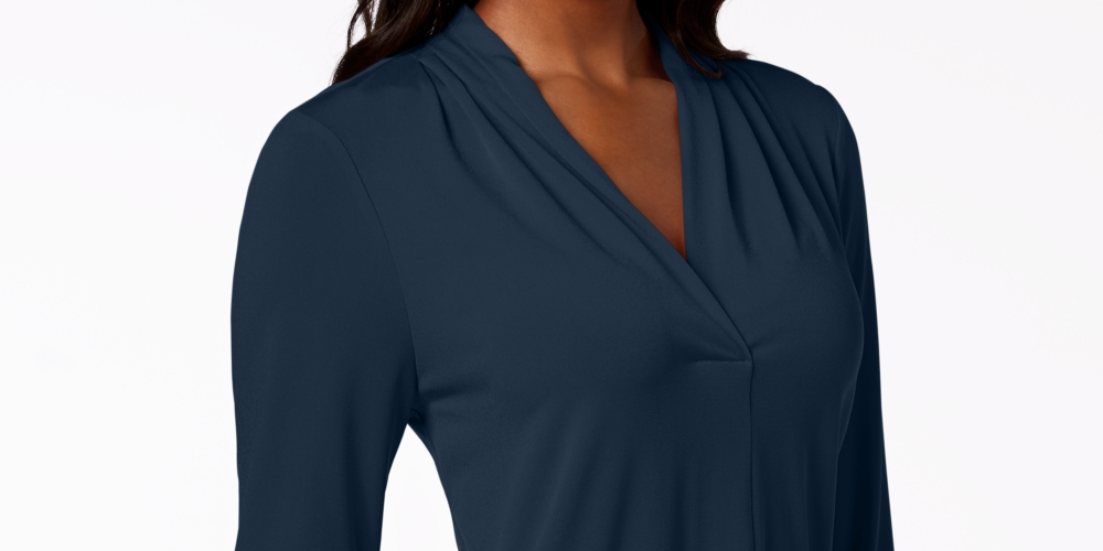 Charter Club Women's 3/4 Sleeve Top Blue Size X-Small