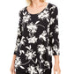 JM Collection Women's Printed Jacquard Top Black Size Petite S