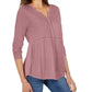 Style & Co Women's V Neck Mixed Woven Top Pink Size Medium