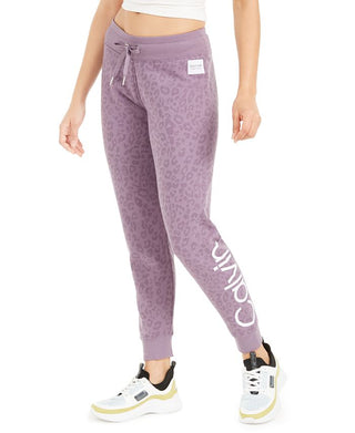 Calvin Klein Women's Performance Animal Print Logo Joggers Purple Size Medium