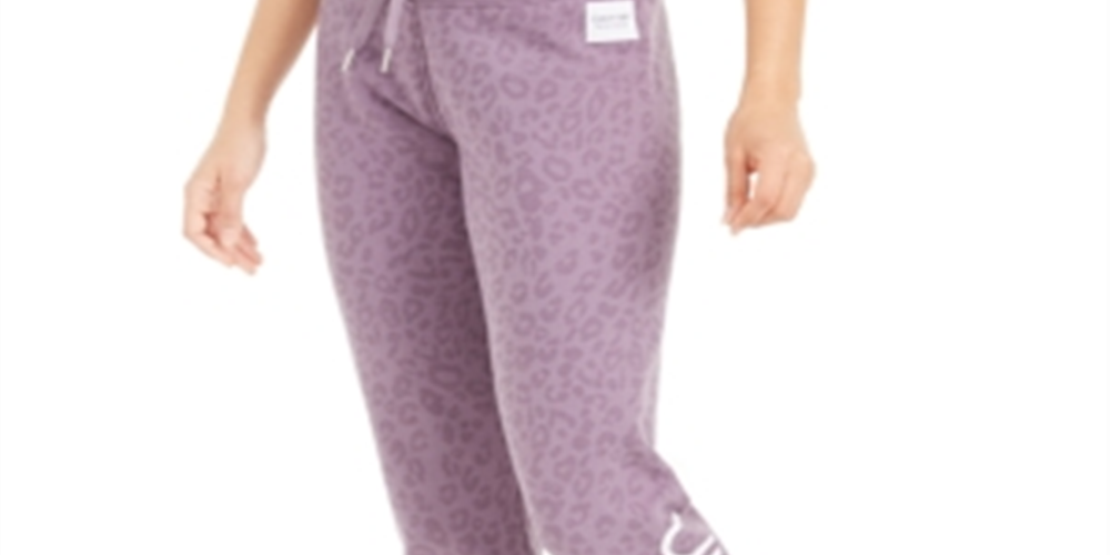 Calvin Klein Women's Performance Animal Print Logo Joggers Purple Size Medium