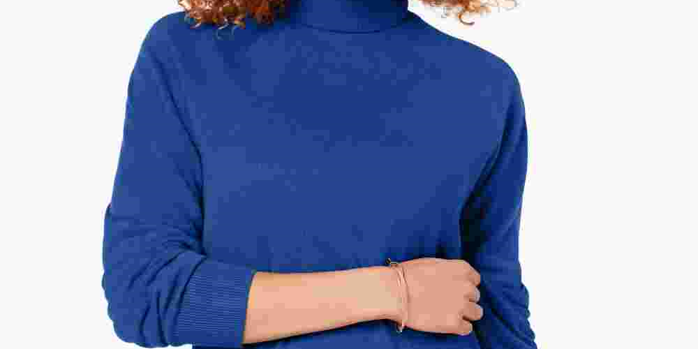 Karen Scott Women's Turtleneck Sweater Blue Size Medium