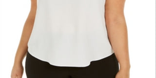 Kasper Women's Sleeveless V Neck Evening Tunic Top White Size 2X