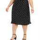 Kasper Women's Knit Polka Dot MIDI Skirt Black Size 1X