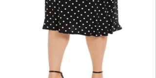 Kasper Women's Knit Polka Dot MIDI Skirt Black Size 1X