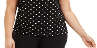 Kasper Women's Plus Polka Dot Cut Out Top Black Size 3X