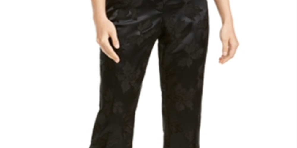Alfani Women's Zippered Floral Flare Pants Black Size 4