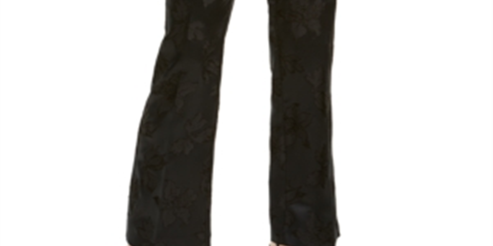 Alfani Women's Zippered Floral Flare Pants Black Size 4