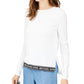 Michael Kors Women's Logo Tape Top White Size XX-Small