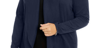 Karen Scott Women's Scott Plus Open Front Cardigan Sweater Navy Size 0X