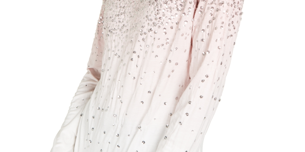 INC International Concepts Women's  Sequin Long Sleeve Top Pink  Size Petite Small