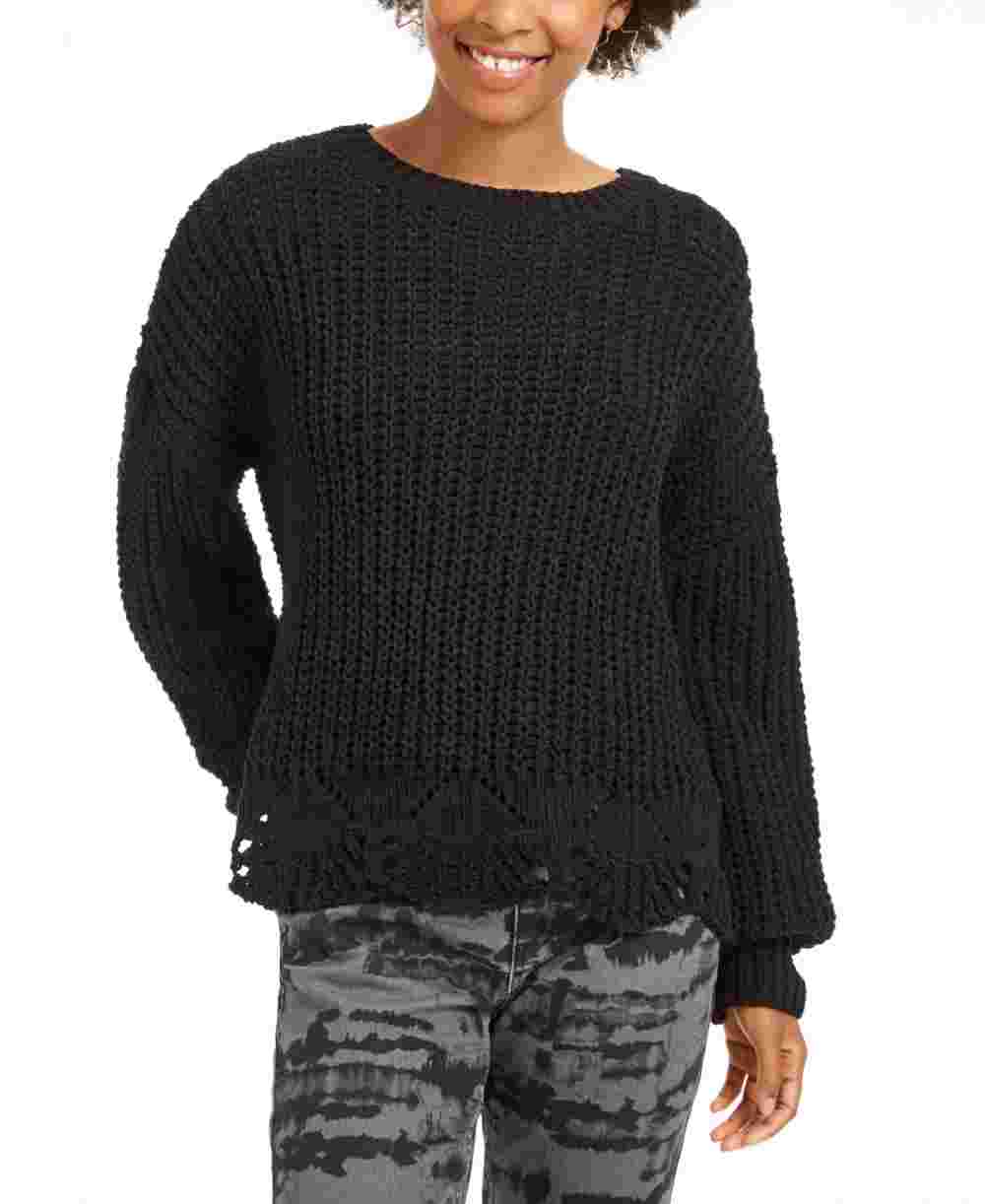 Wynter Women's Long Sleeve Jewel Neck Sweater Black Size Large
