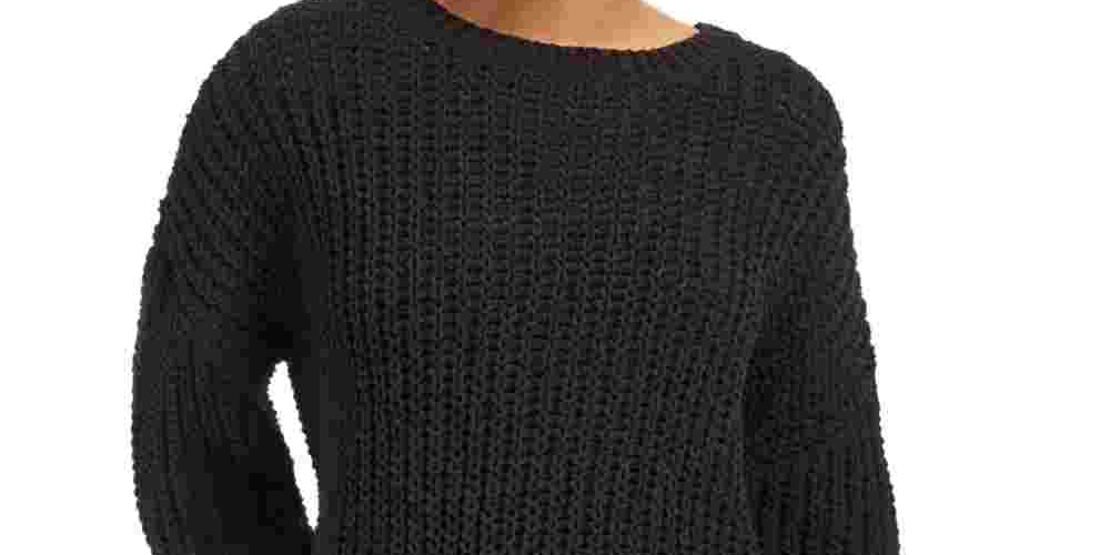 Wynter Women's Long Sleeve Jewel Neck Sweater Black Size Large