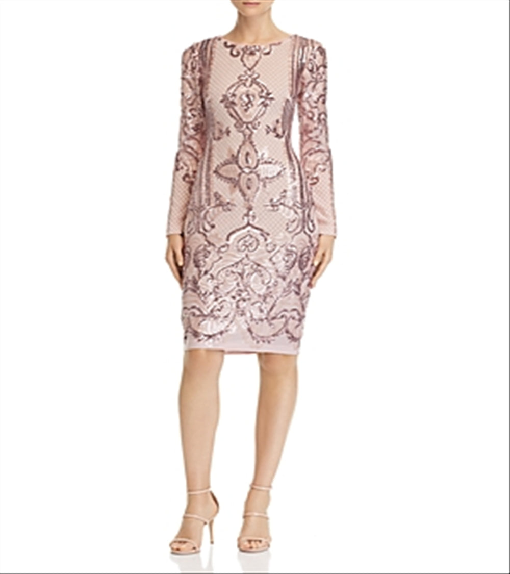 Aqua Women's Sequined Sheath Dress Pink Size4