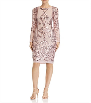 Aqua Women's Sequined Sheath Dress Pink Size4