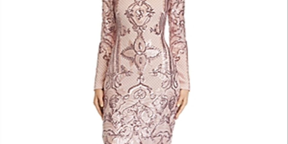 Aqua Women's Sequined Sheath Dress Pink Size4