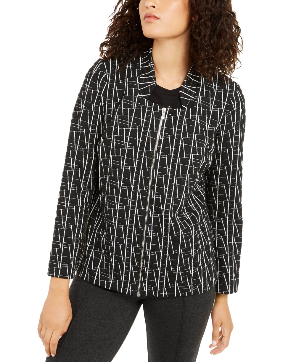 Alfani Women's Printed Jacket Black Size Small