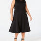 Calvin Klein Women's Plus MIDI Fit & Flare Dress Black Size 16W
