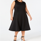 Calvin Klein Women's Plus MIDI Fit & Flare Dress Black Size 16W