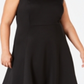 Calvin Klein Women's Plus MIDI Fit & Flare Dress Black Size 16W