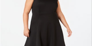 Calvin Klein Women's Plus MIDI Fit & Flare Dress Black Size 16W