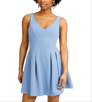 Teeze Me Women's Sleeveless Mini Fit + Flare Evening Dress Blue Size Large