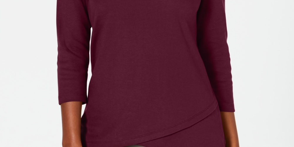 Karen Scott Women's Tulip Hem Top Red Size Medium