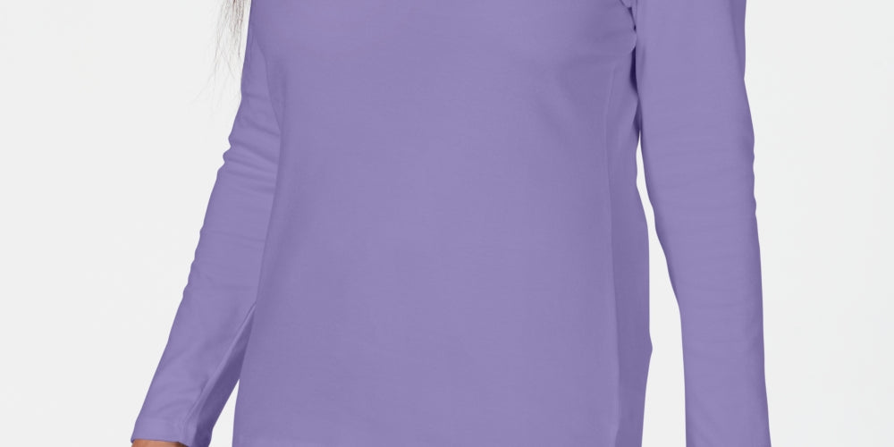 Karen Scott Women's Satin Trim Scoop Neck Top Purple Size Medium