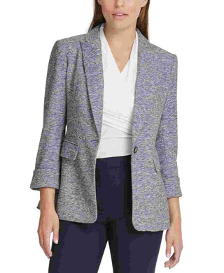 Dkny Women's Marled One Button Blazer Blue Size 4 Petite