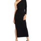 INC International Concepts Women's One Shoulder Belted Maxi Dress Black Size Petite XL