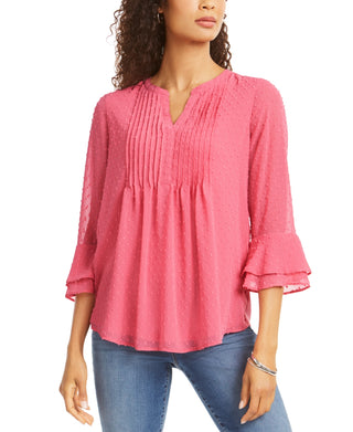 Charter Club Women's Applique Pintuck Blouse Pink Size X-Small