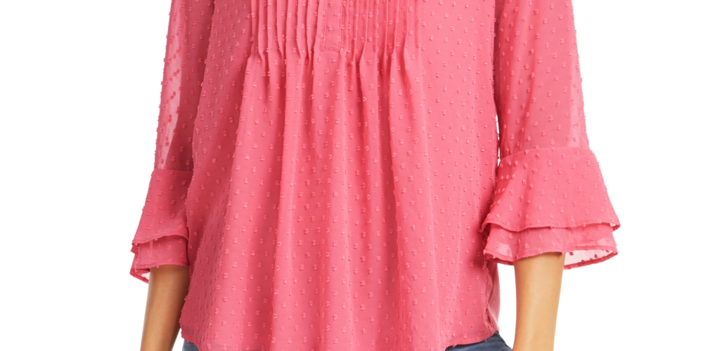 Charter Club Women's Applique Pintuck Blouse Pink Size X-Small