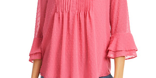 Charter Club Women's Applique Pintuck Blouse Pink Size X-Small