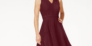 Charter Club Women's Lace Fit & Flare Dress Red Size X-Small