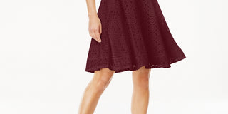Charter Club Women's Lace Fit & Flare Dress Red Size X-Small