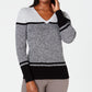 Karen Scott Women's Striped V Neck Cotton Sweater Black Size X-Small