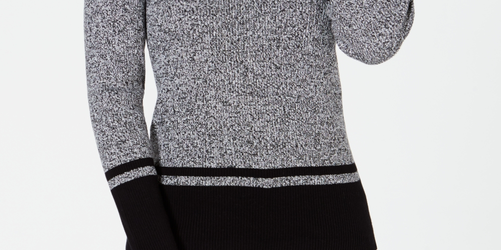 Karen Scott Women's Striped V Neck Cotton Sweater Black Size X-Small