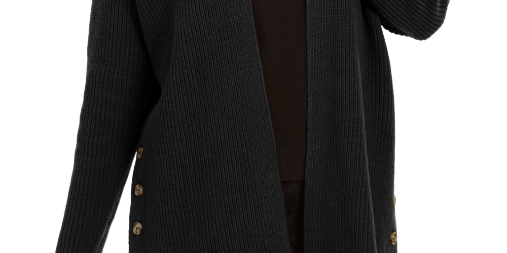 Style & Co Women's Button Side Oversized Cardigan Black Size Small