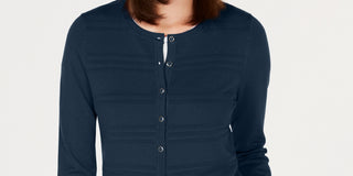 Charter Club Women's Textured Cardigan Sweater Blue Size Petite X-Large