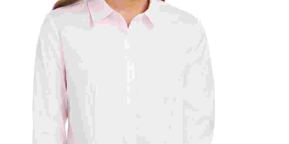 Charter Club Women's Classic Button Front Shirt Pink Size 16