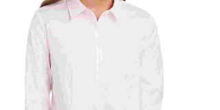 Charter Club Women's Classic Button Front Shirt Pink Size 16