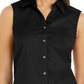 Charter Club Women's Button Front Top Black Size 12