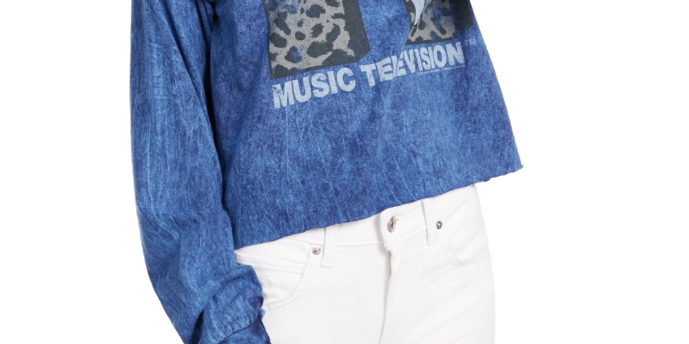 True Vintage Women's Cotton Mtv Graphic-Print T-Shirt Blue Size Small