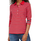 Tommy Hilfiger Women's Long Sleeve Polo Shirt Red Size Small