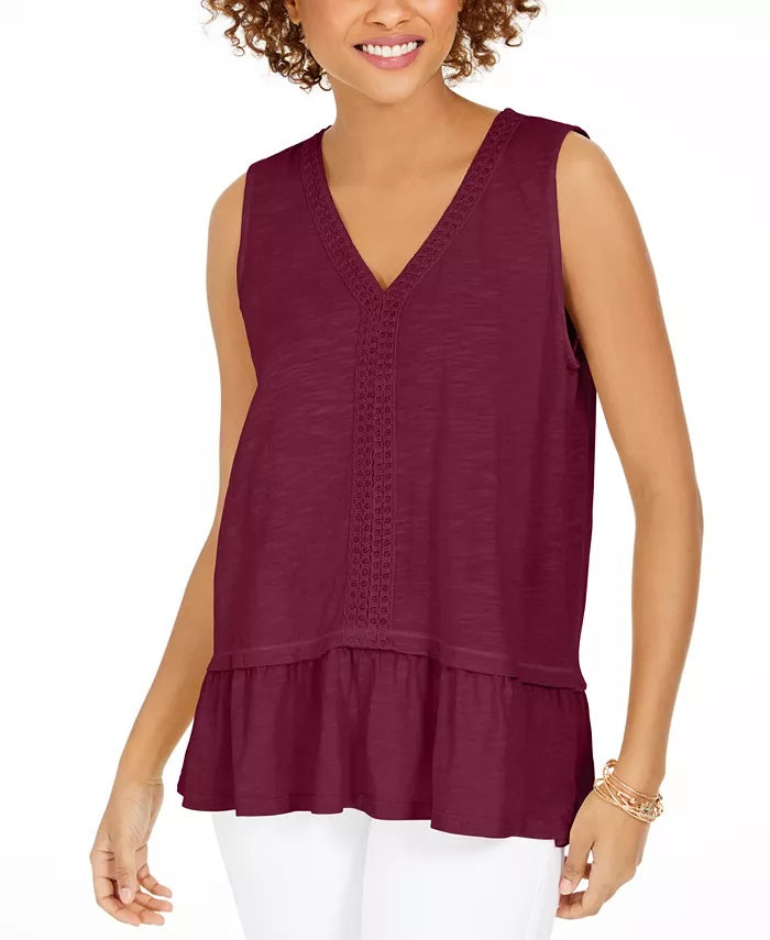 Style & Co Women's Ruffle Hem Tank Purple Size Medium