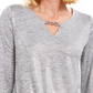 JM Collection Women's Twist Hem Keyhole Top Silver Size Large
